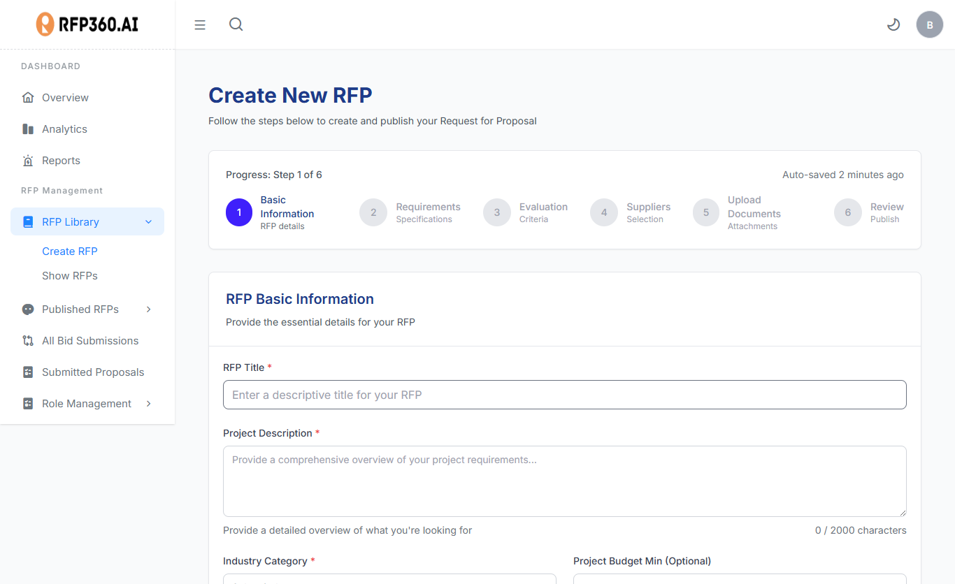 Dynamic RFP Builder
