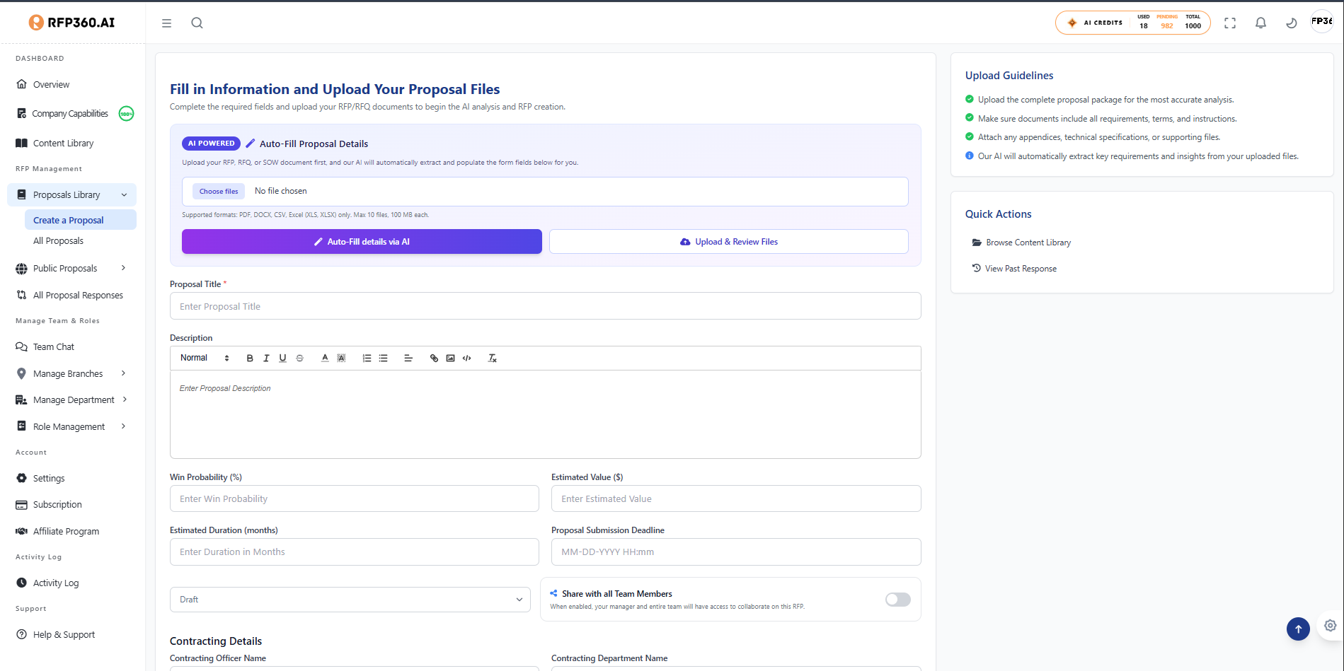 AI-powered RFP creation